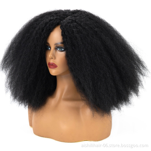 aishili wholesale afro straight kinky curly hair synthetic hair wig for black women